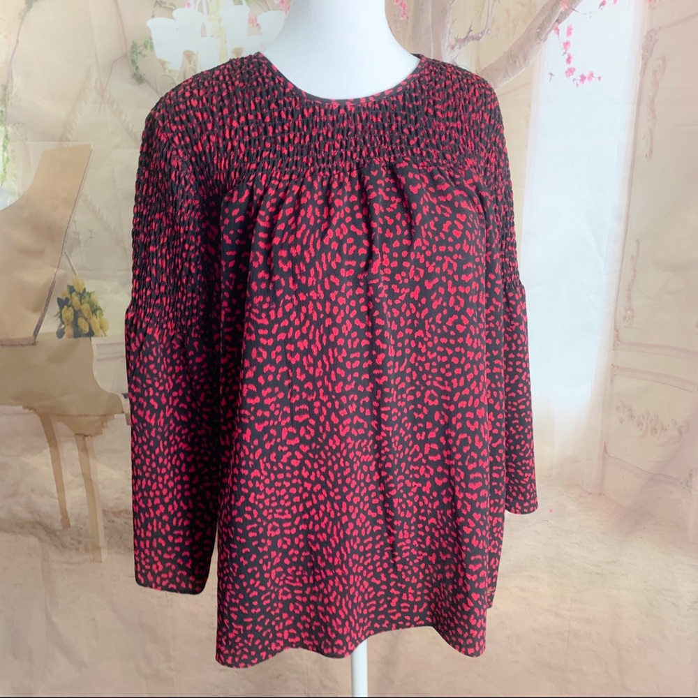 Michael Kors Red Black Animal Print Blouse
